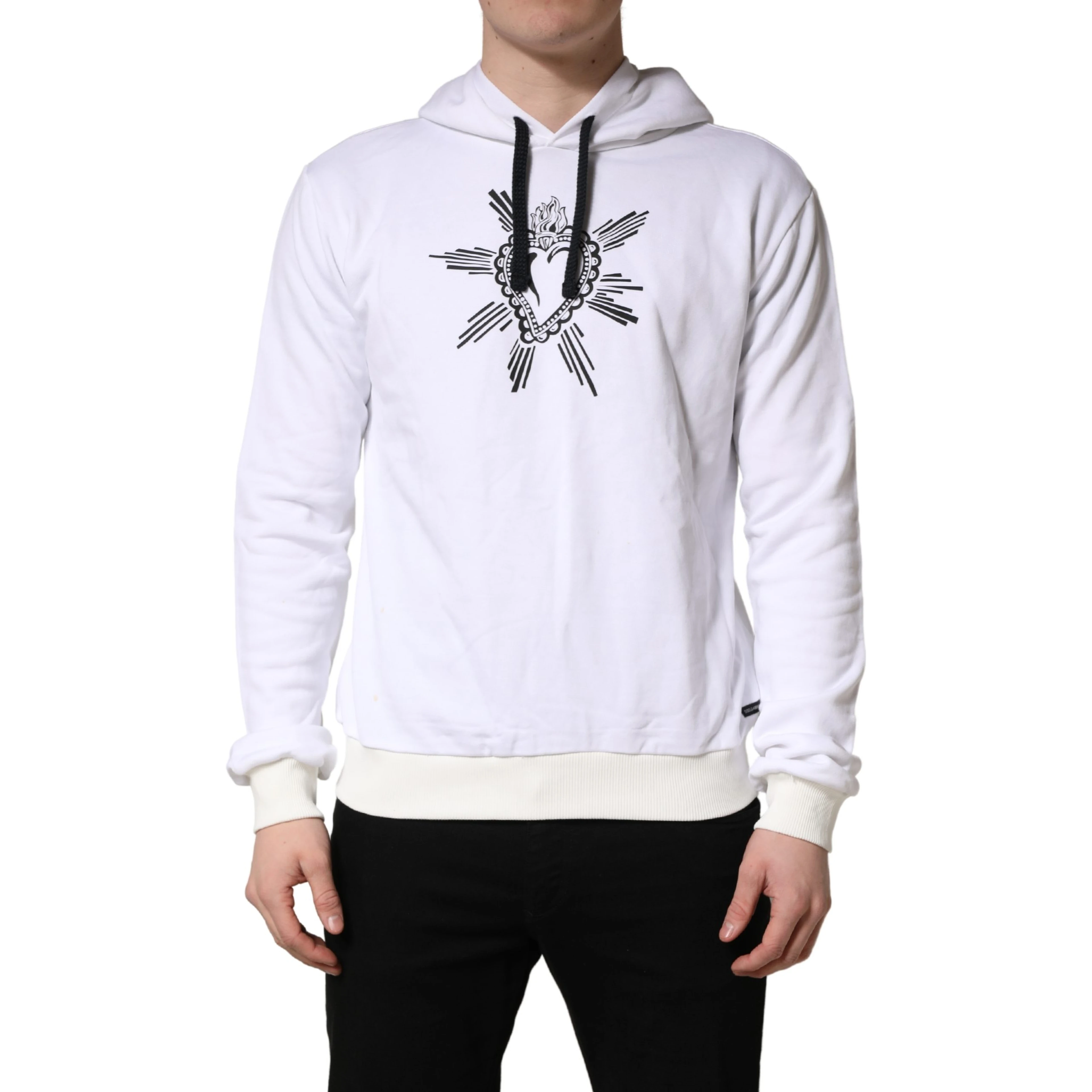 White Sacred Heart Hooded Sweatshirt Sweater