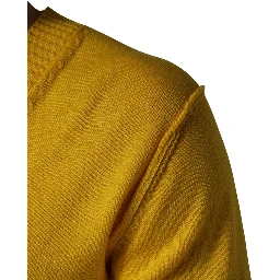 Wool Knitted V-Neck Pullover Yellow