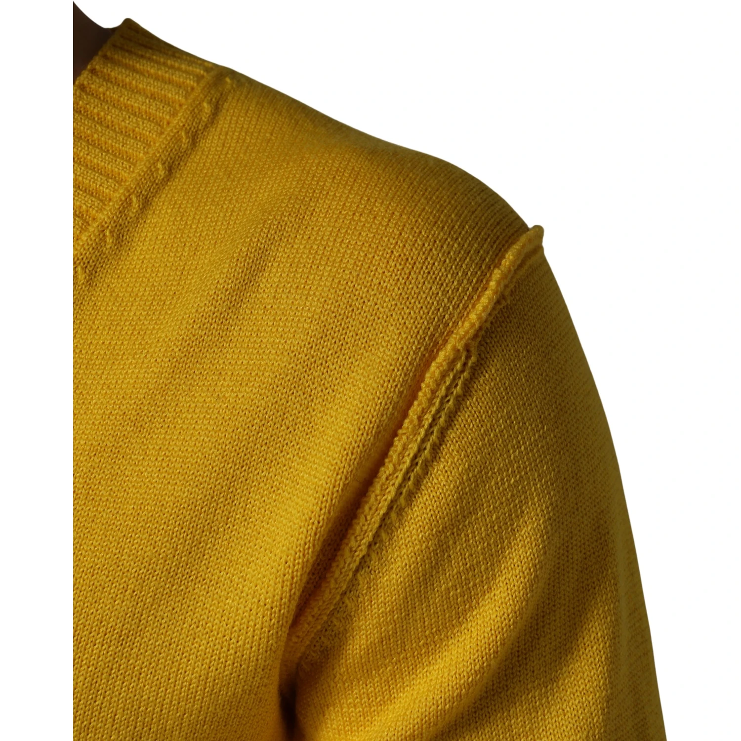 Wool Knitted V-Neck Pullover Yellow