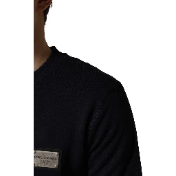 Black Logo Plaque Jersey Sweatshirt Cotton Sweater