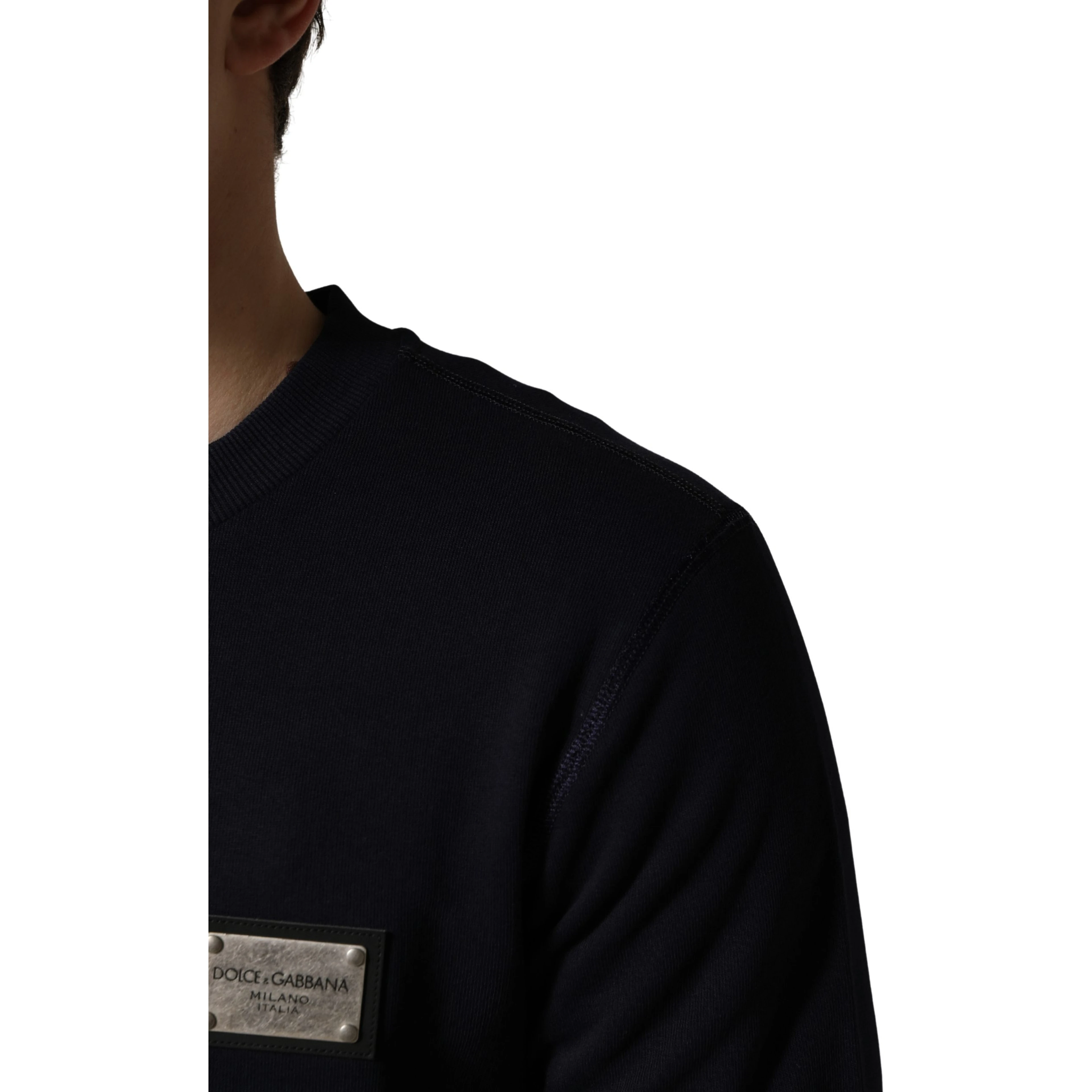 Black Logo Plaque Jersey Sweatshirt Cotton Sweater