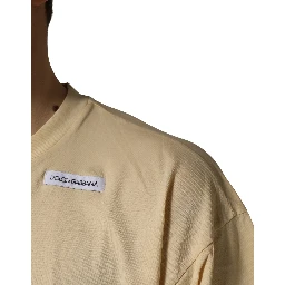 Yellow Logo Print Cotton Crew Neck T-shirt