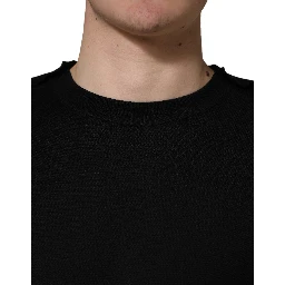 Black Crew Neck Long Sleeve Pullover Sweater