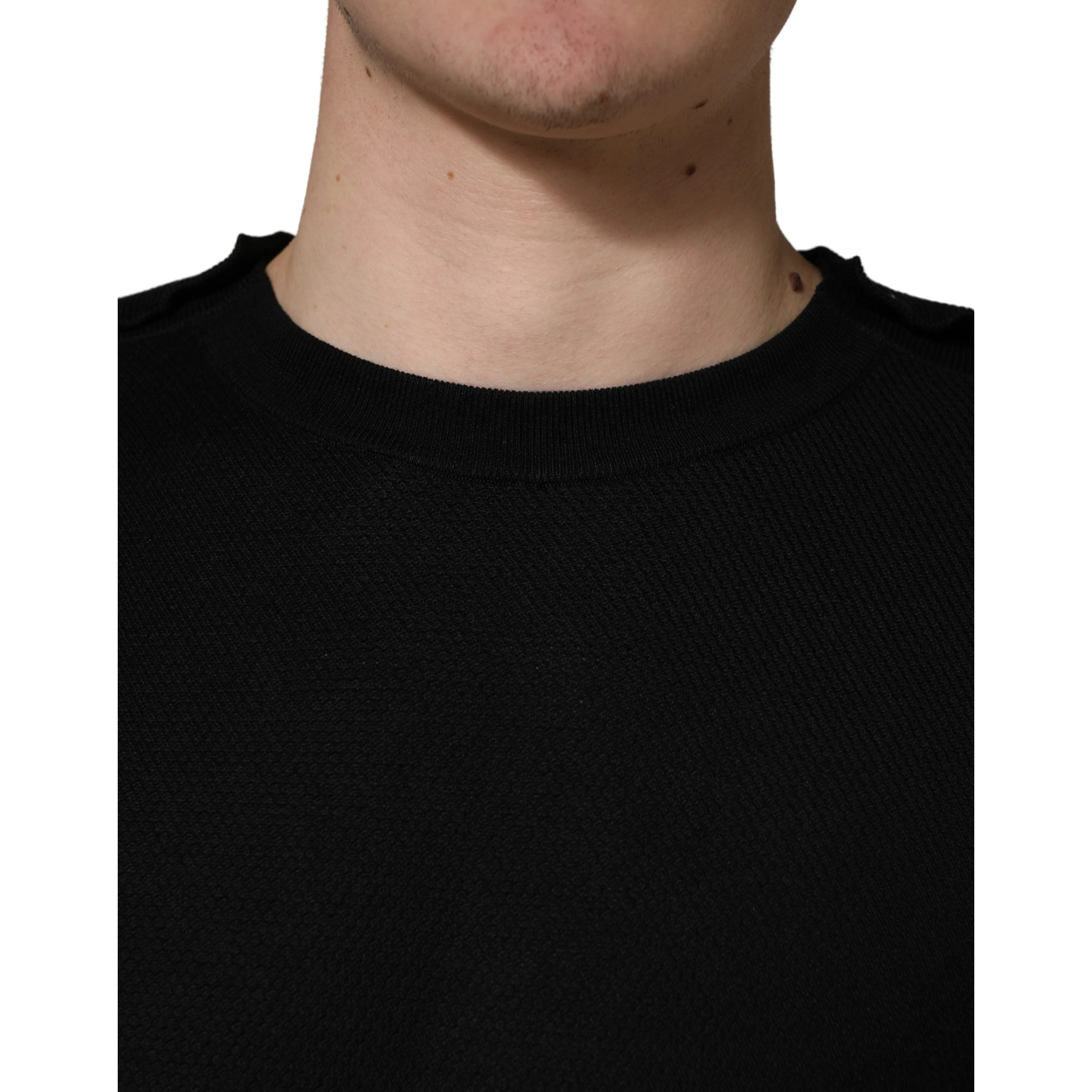 Black Crew Neck Long Sleeve Pullover Sweater