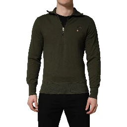 MilitaryGreen HalfZip Sweatshirt Sweater