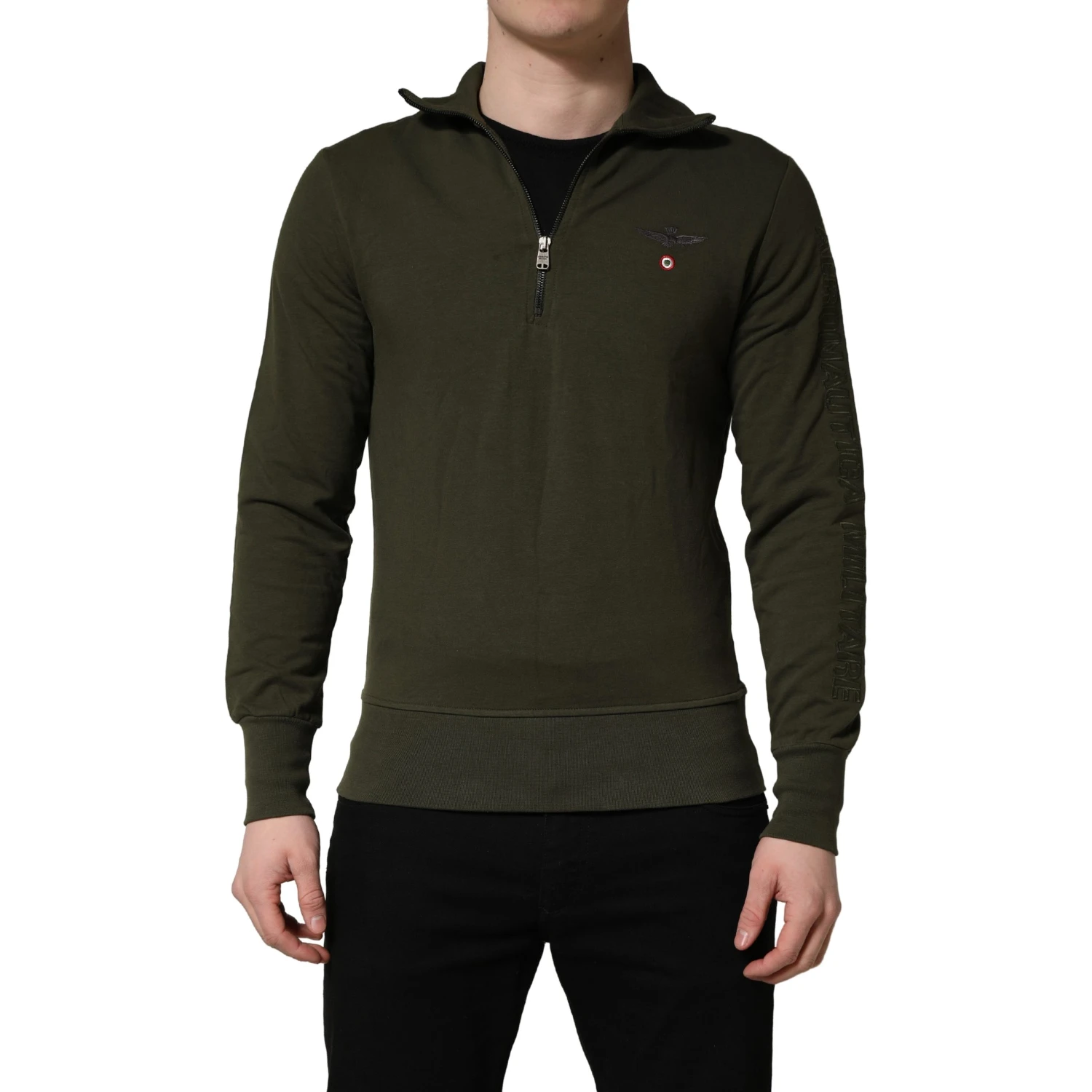MilitaryGreen HalfZip Sweatshirt Sweater