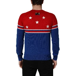 Multicolor Wool Butterfly Star Men Crew Neck Sweater
