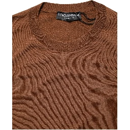 Brown Cashmere Men Crew Neck Pullover Sweater