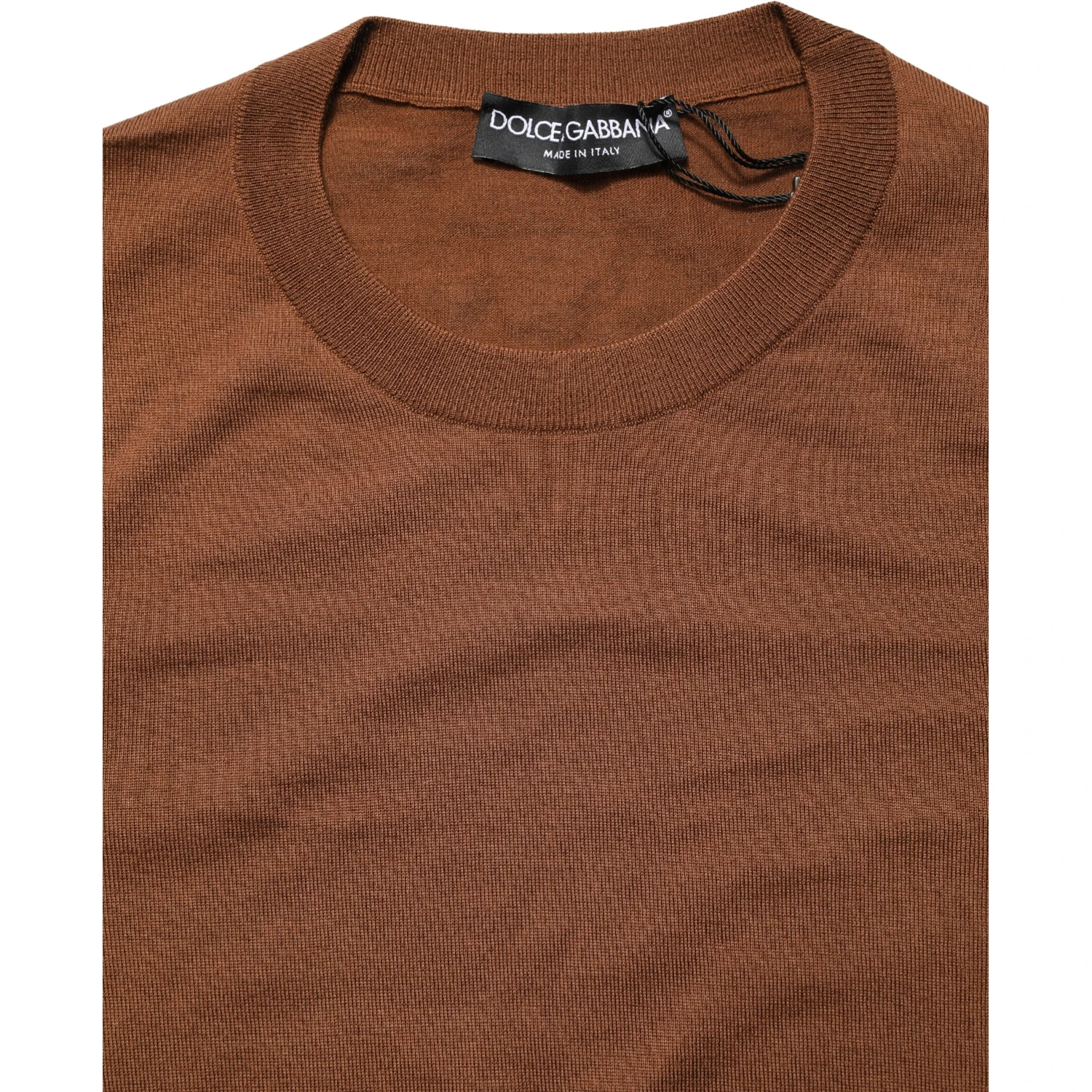Brown Cashmere Men Crew Neck Pullover Sweater