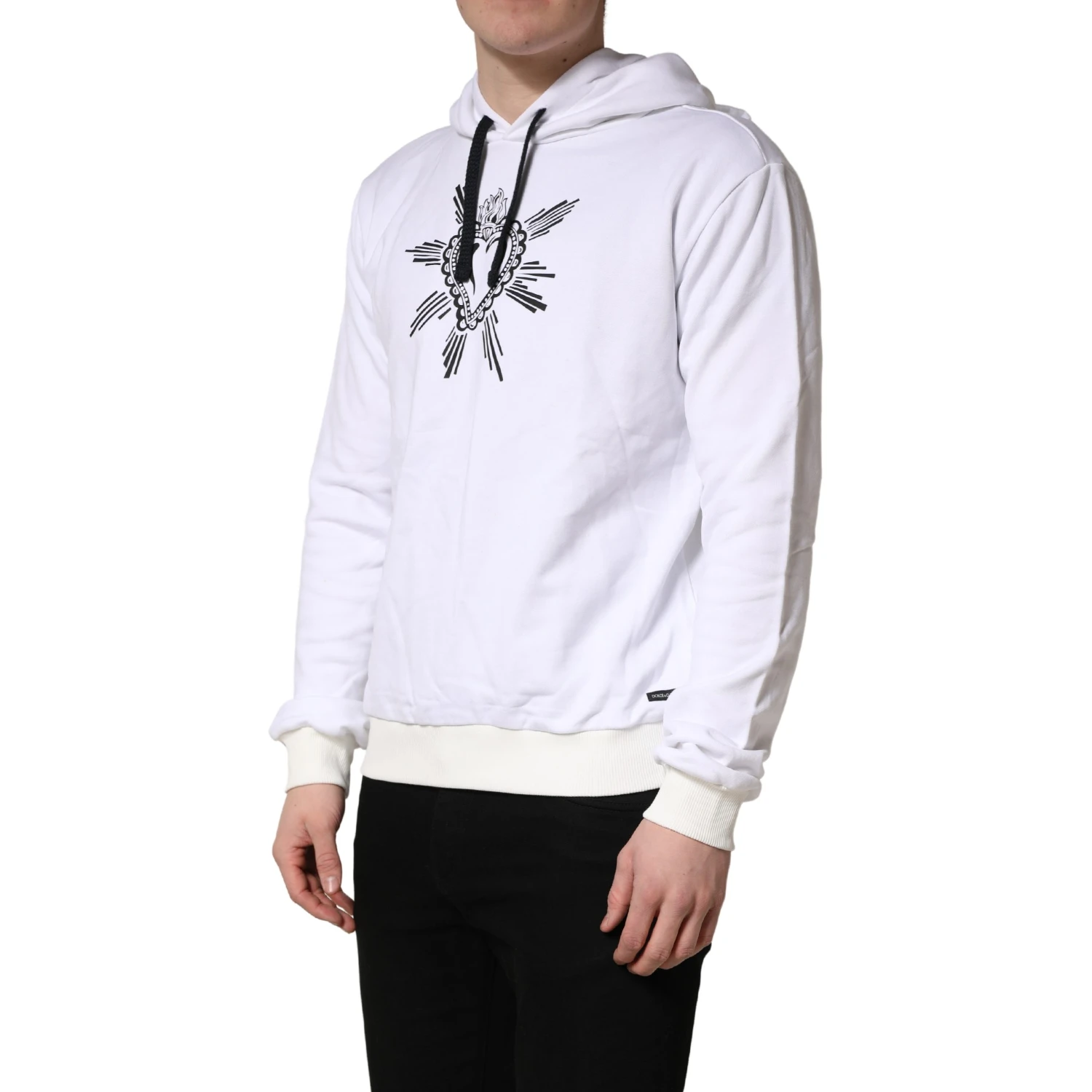 White Sacred Heart Hooded Sweatshirt Sweater