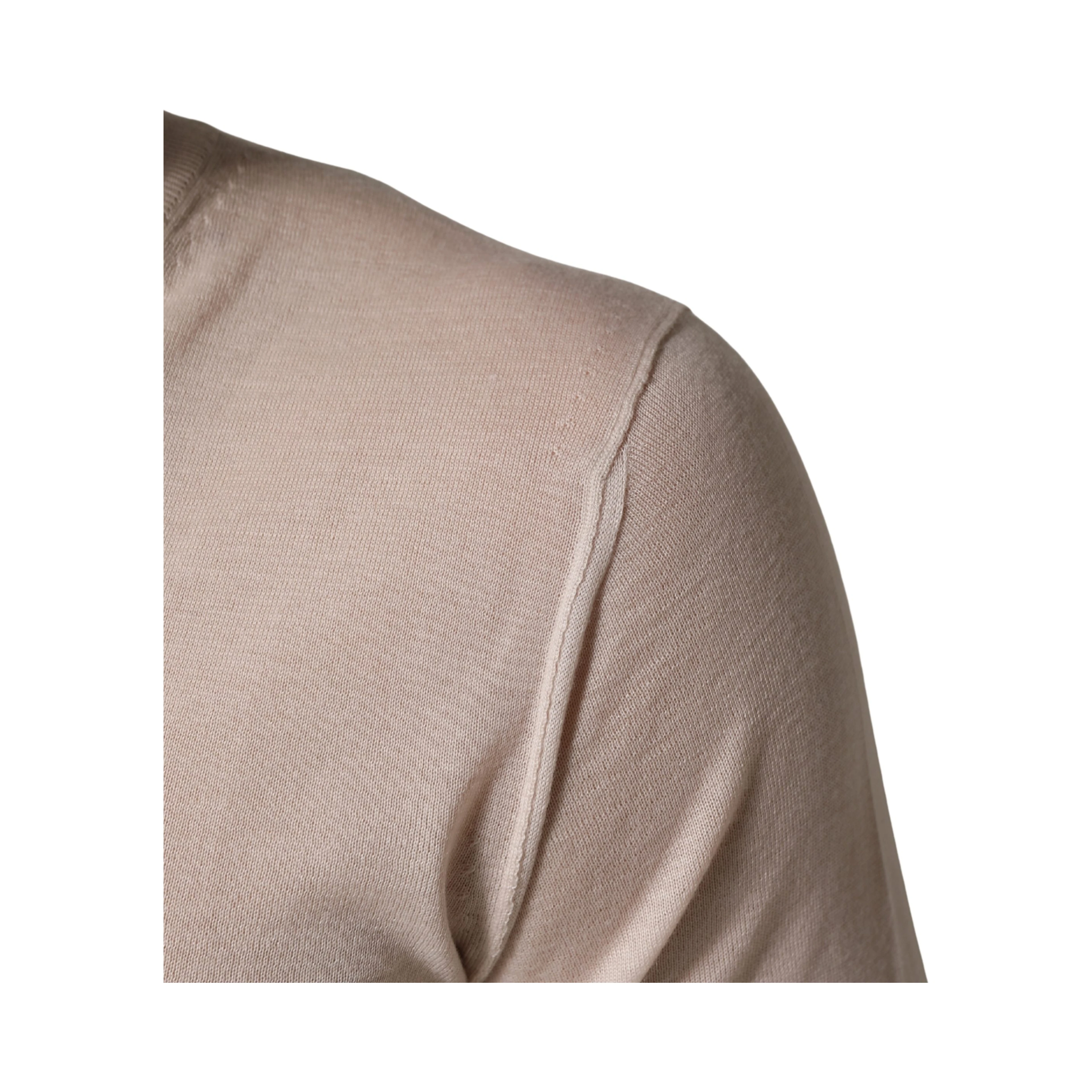 Beige Cashmere V-neck Men Pullover Sweater