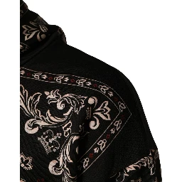 Black Bandana Print Cotton Men Hoodie Sweater