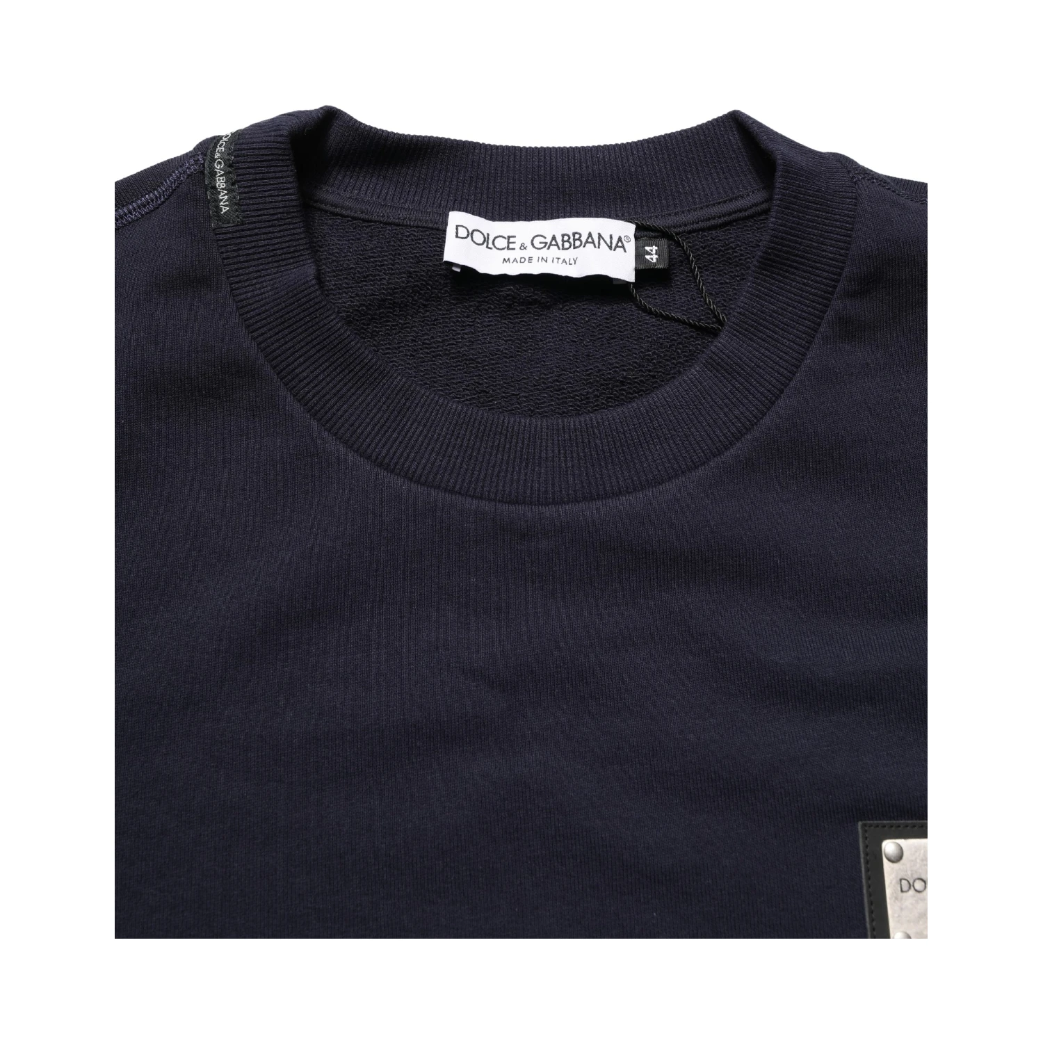 Black Logo Plaque Jersey Sweatshirt Cotton Sweater