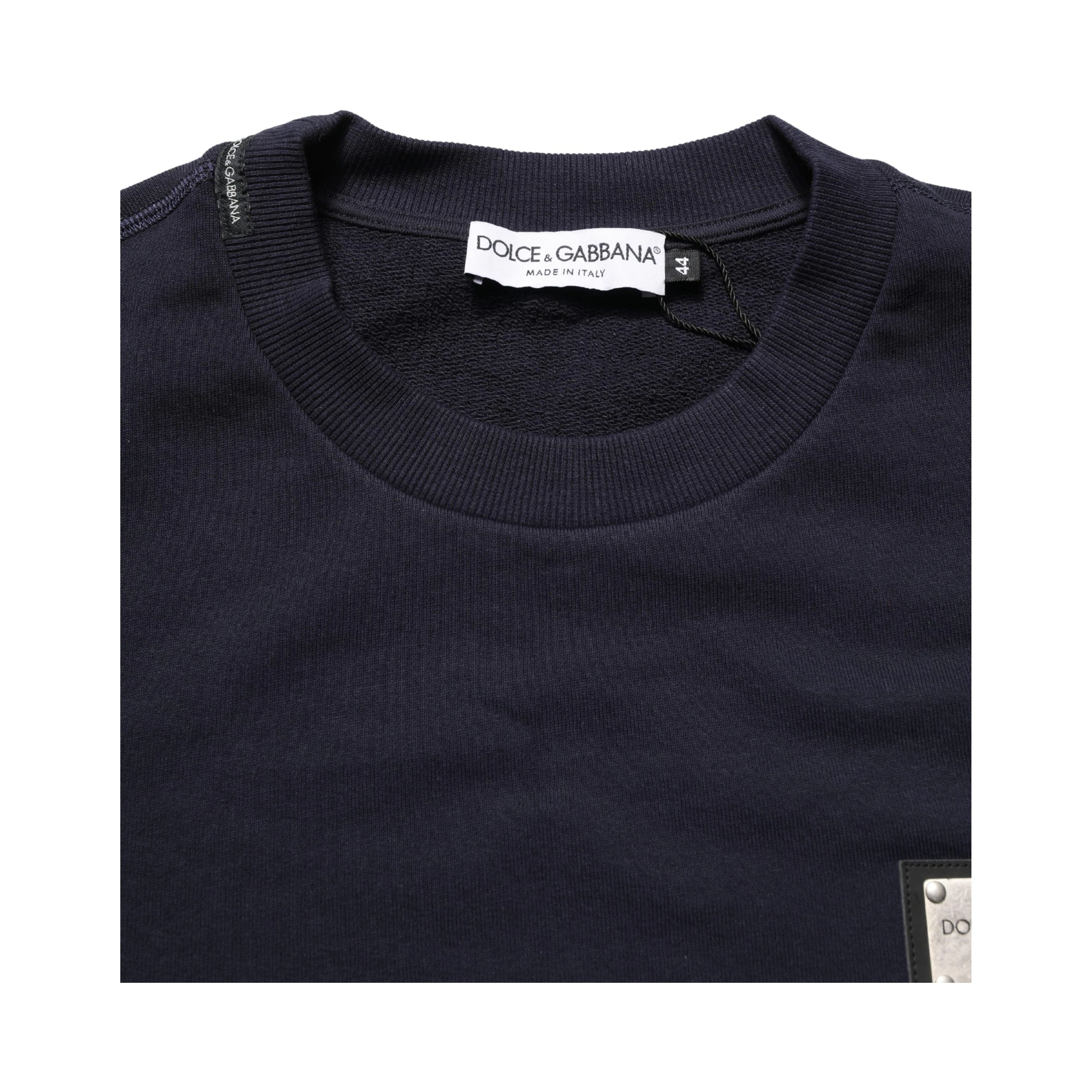 Black Logo Plaque Jersey Sweatshirt Cotton Sweater