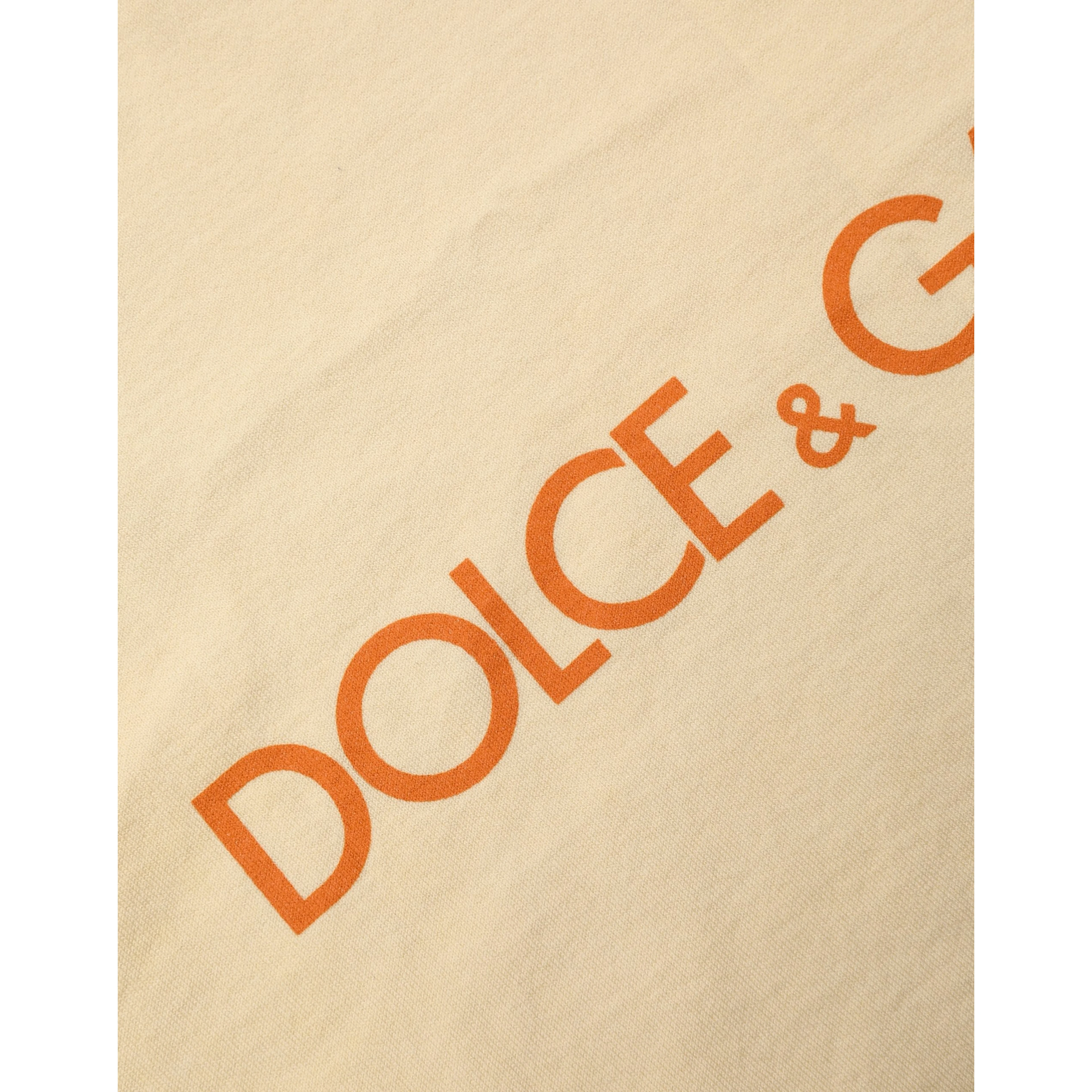 Yellow Logo Print Cotton Crew Neck T-shirt