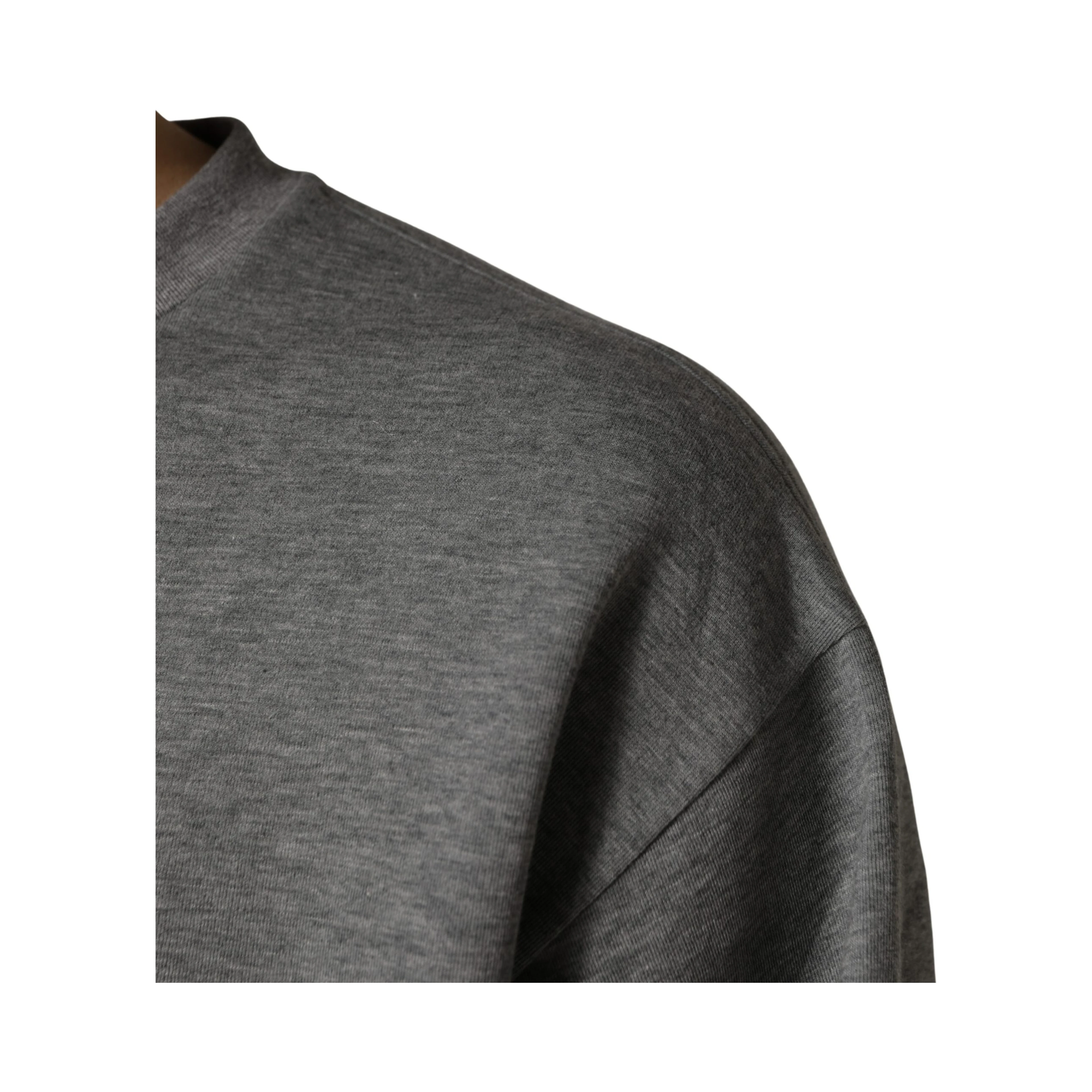 Gray Cotton Logo Appliqué CrewNeck T-shirt