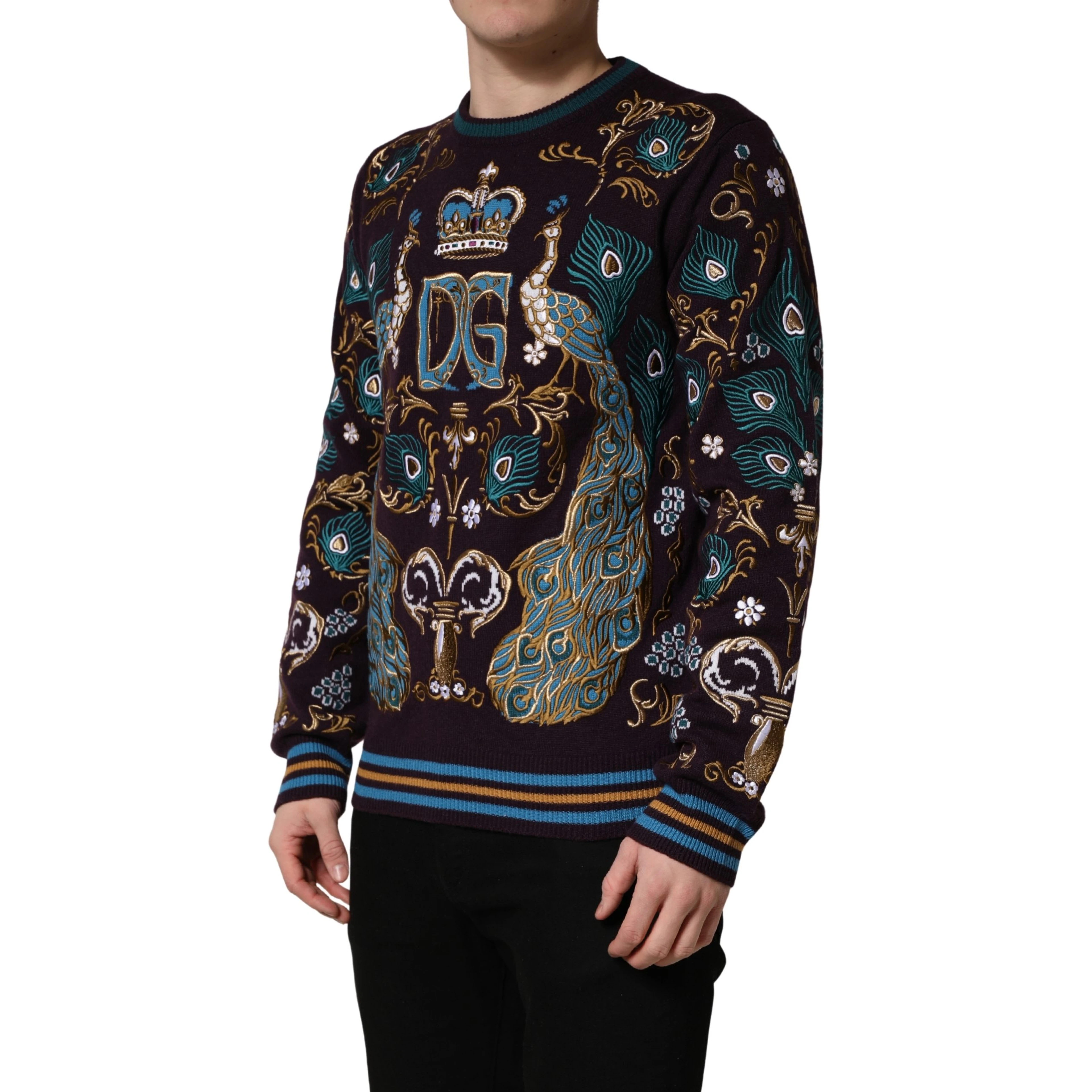 Bordeaux Cashmere Crown Embroidered Sweater