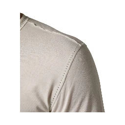 White Long Sleeves Henley Pullover Sweater