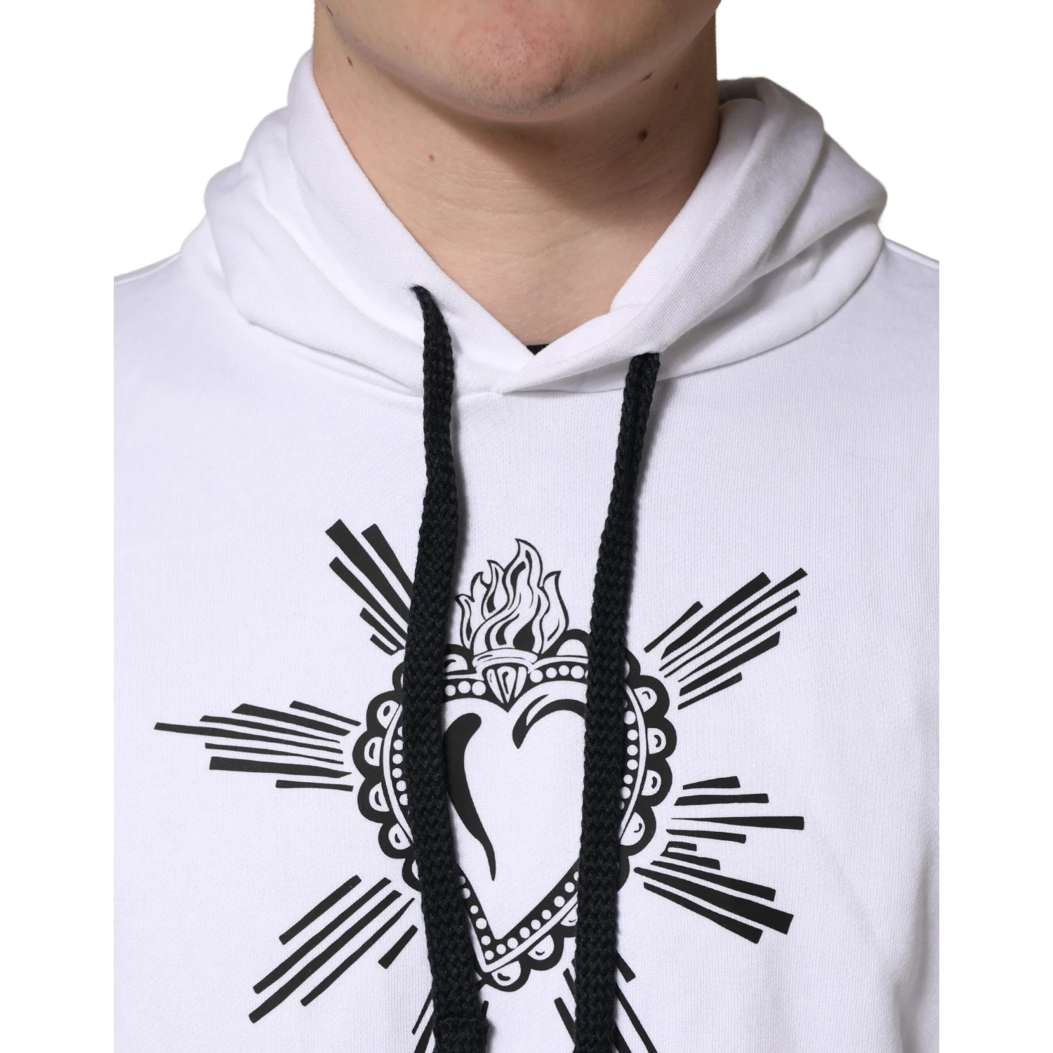 White Sacred Heart Hooded Sweatshirt Sweater