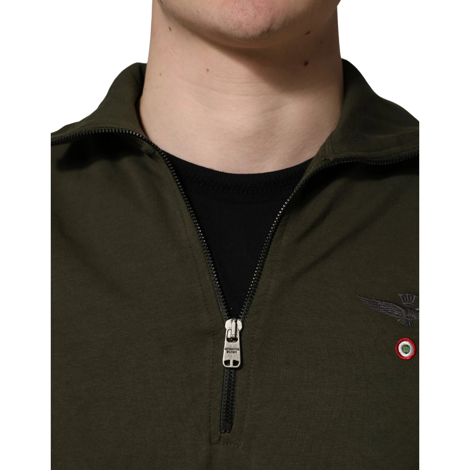 MilitaryGreen HalfZip Sweatshirt Sweater