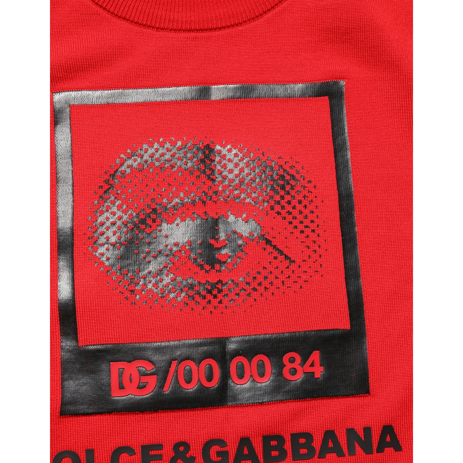 Red Eye Print Crew Neck Pullover Sweater
