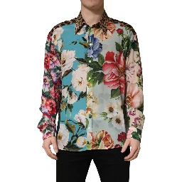 Multicolor Floral Animal Print Collared Shirt