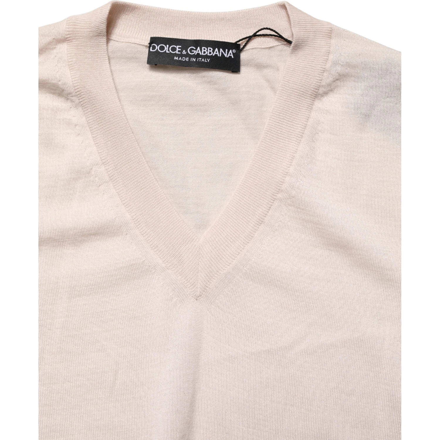 Beige Cashmere V-neck Men Pullover Sweater