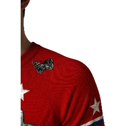 Multicolor Wool Butterfly Star Men Crew Neck Sweater