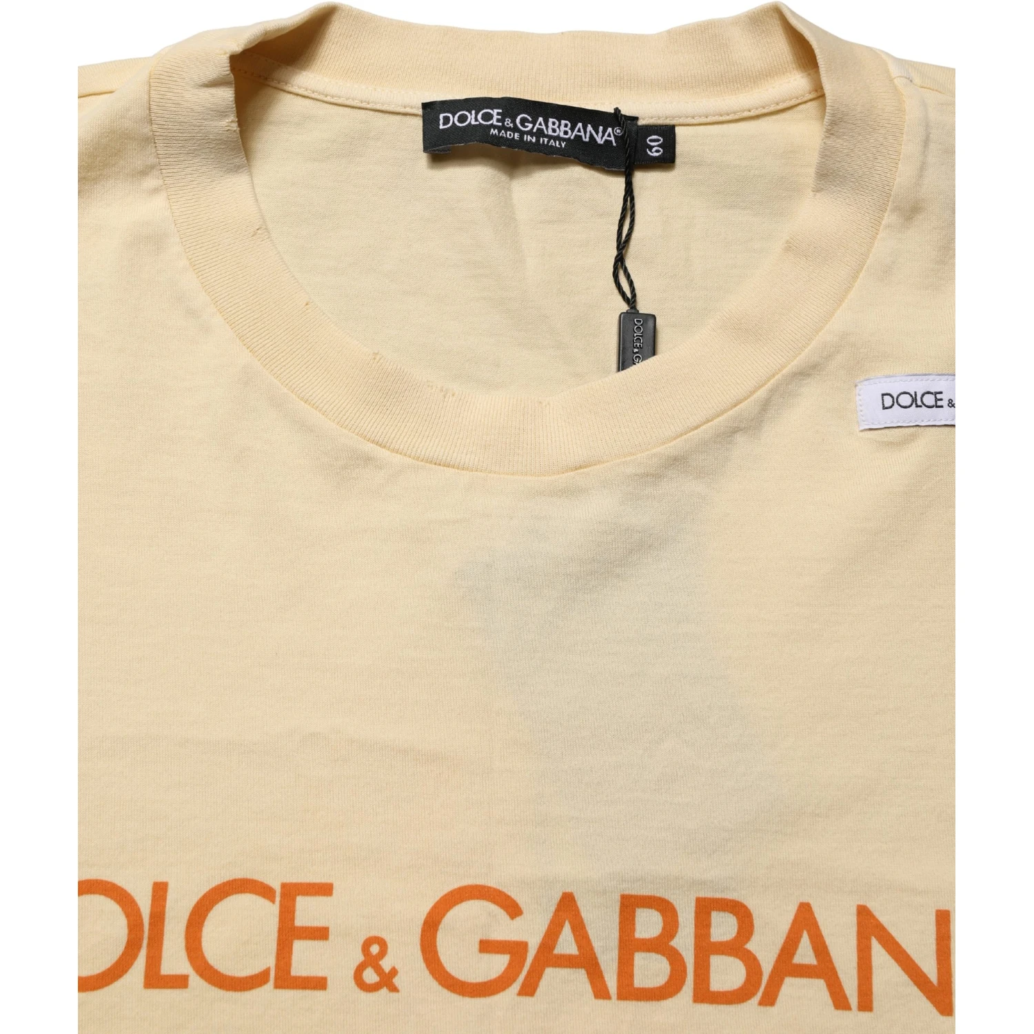 Yellow Logo Print Cotton Crew Neck T-shirt