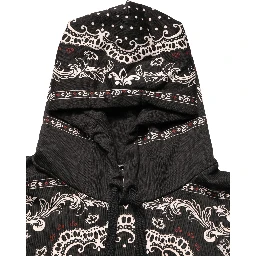 Black Bandana Print Cotton Men Hoodie Sweater