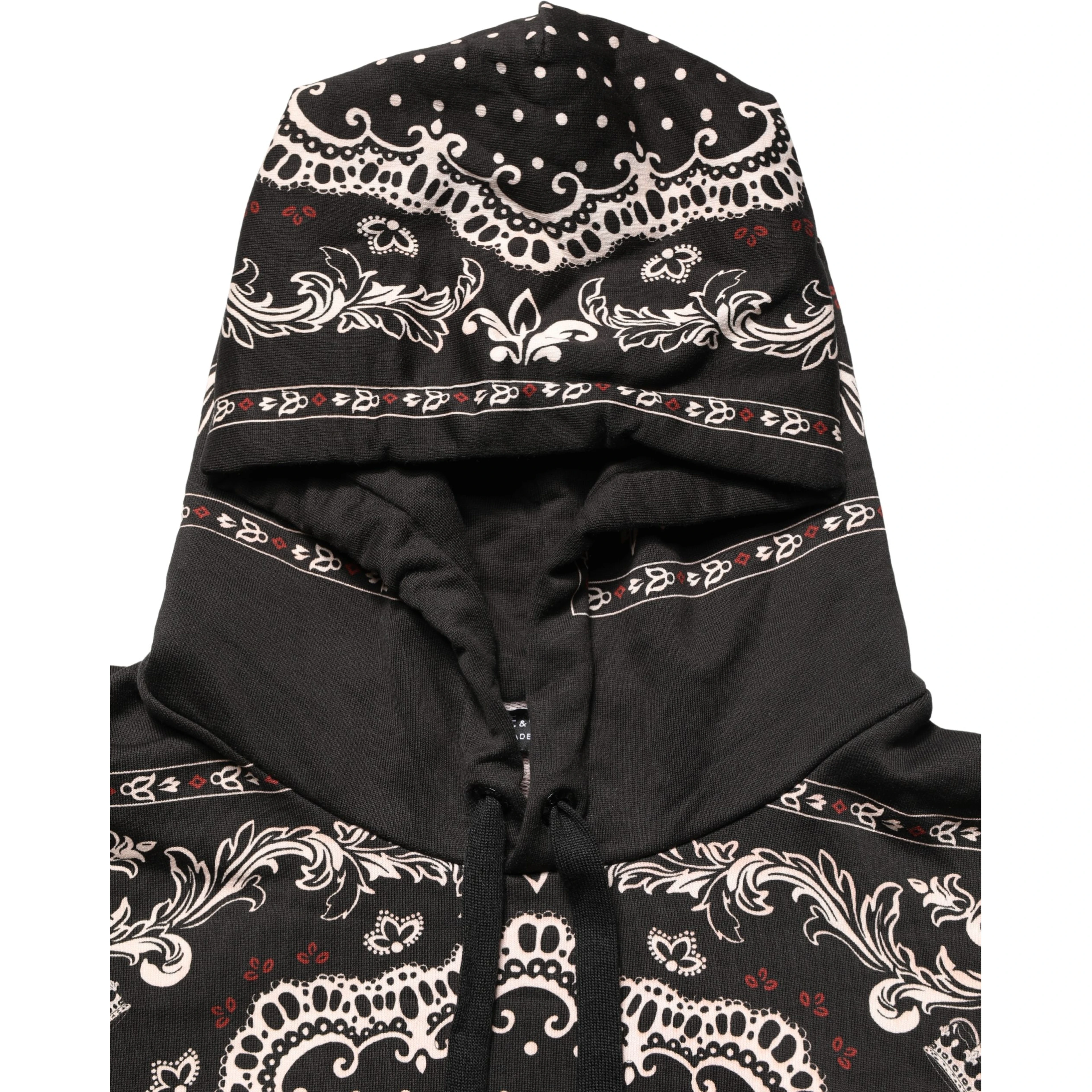 Black Bandana Print Cotton Men Hoodie Sweater