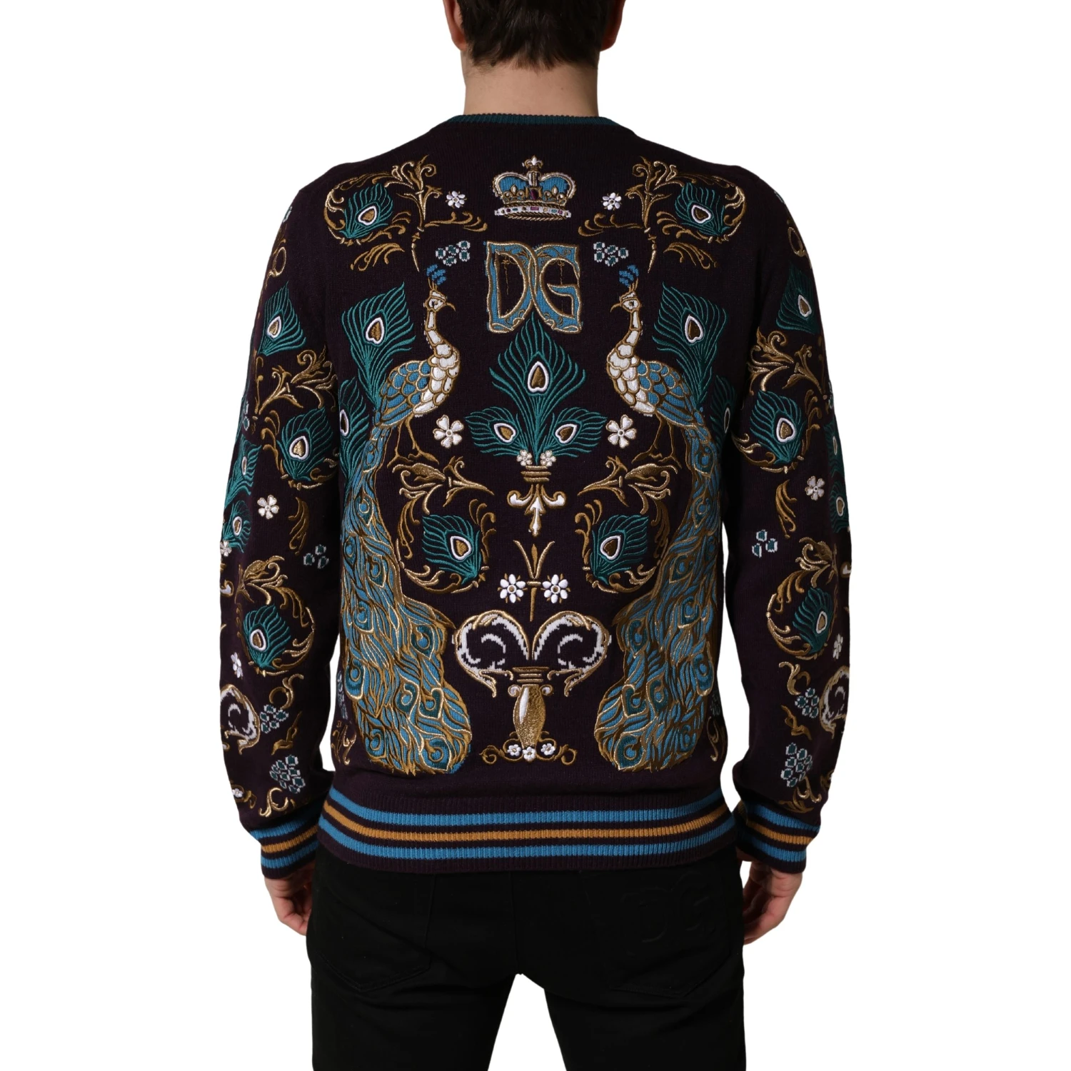 Bordeaux Cashmere Crown Embroidered Sweater