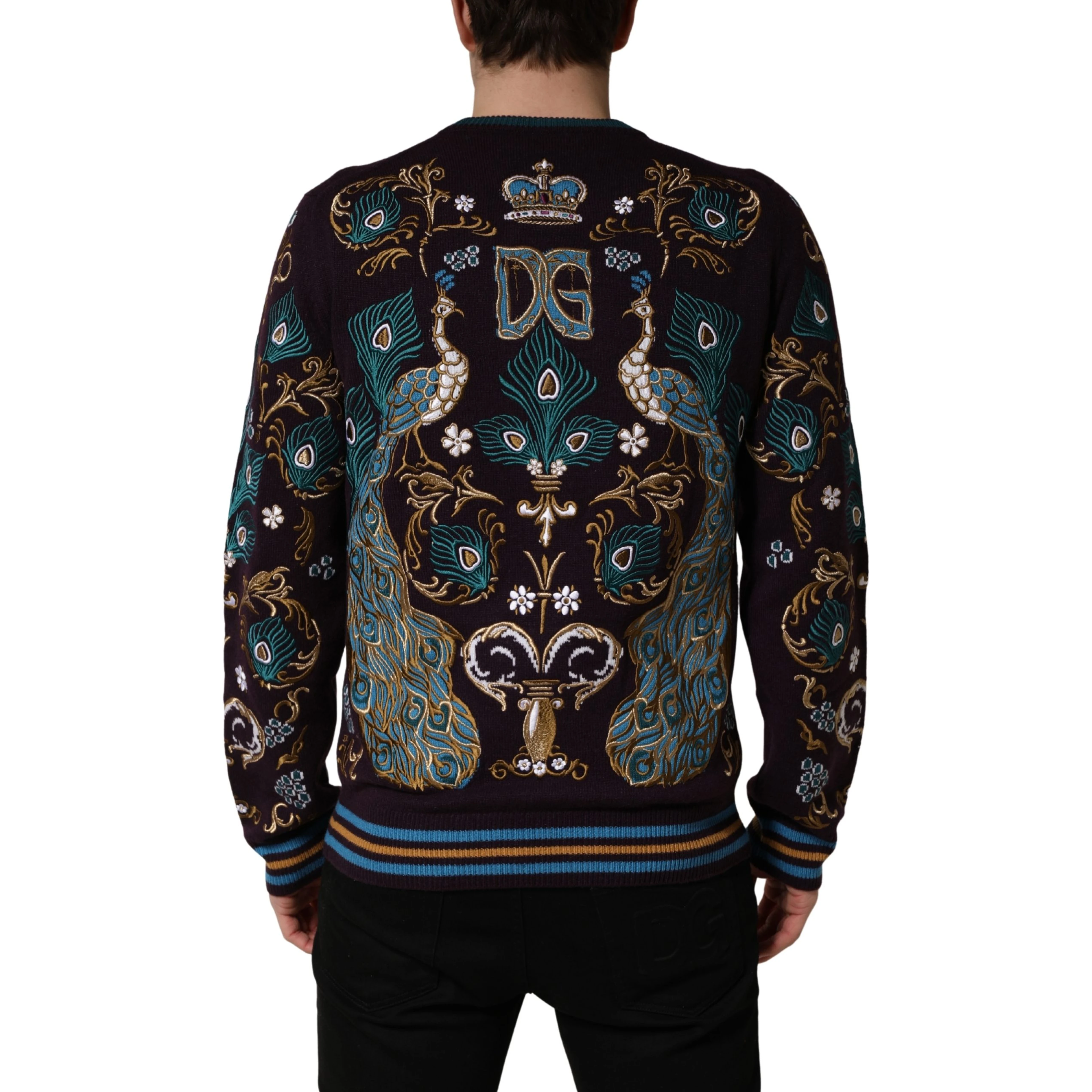 Bordeaux Cashmere Crown Embroidered Sweater