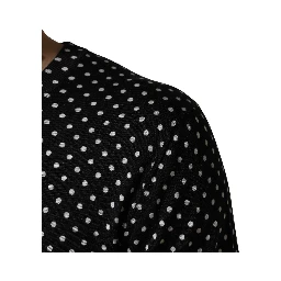 Black Polka Dot Crew Neck Pullover Sweater