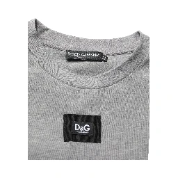 Gray Cotton Logo Appliqué CrewNeck T-shirt