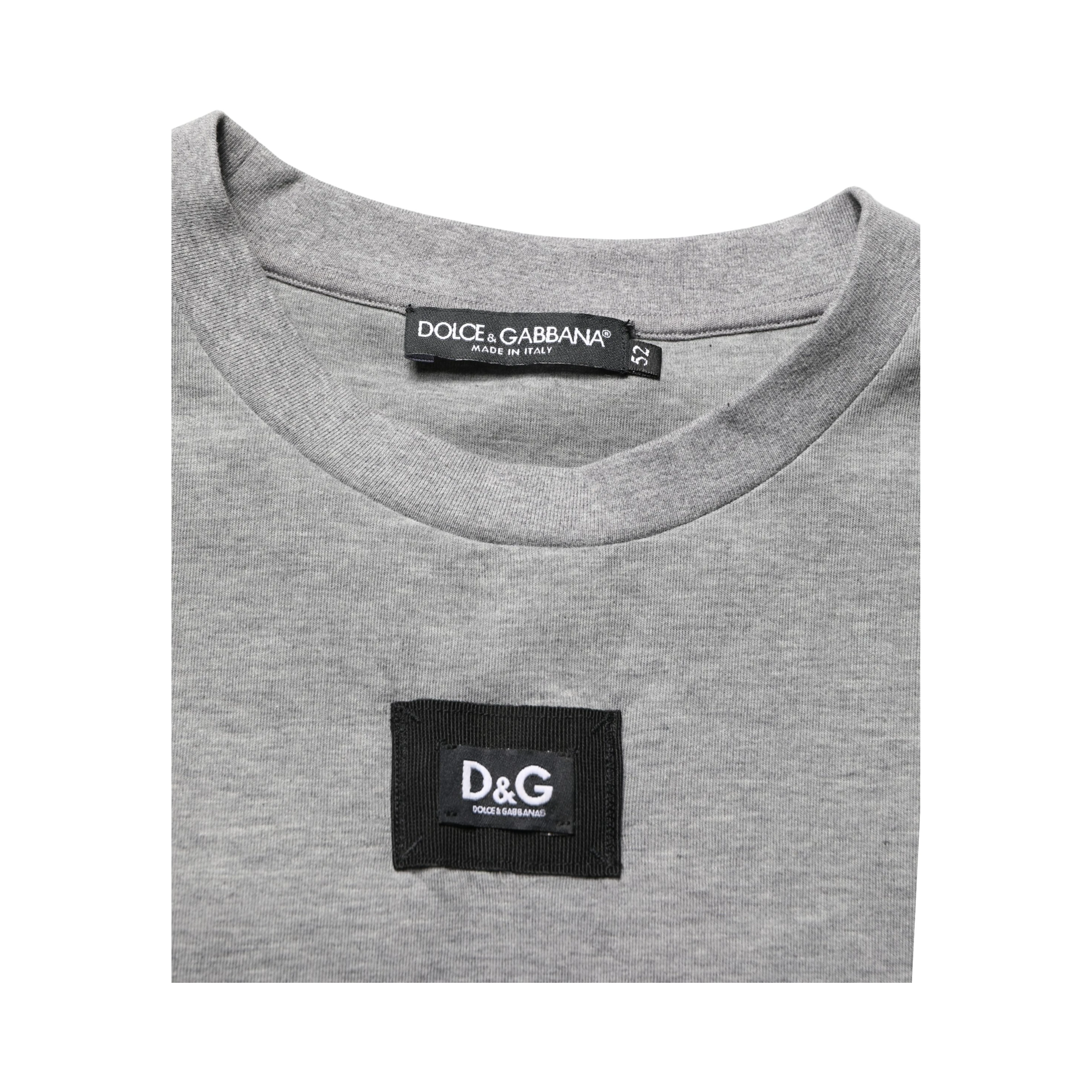 Gray Cotton Logo Appliqué CrewNeck T-shirt