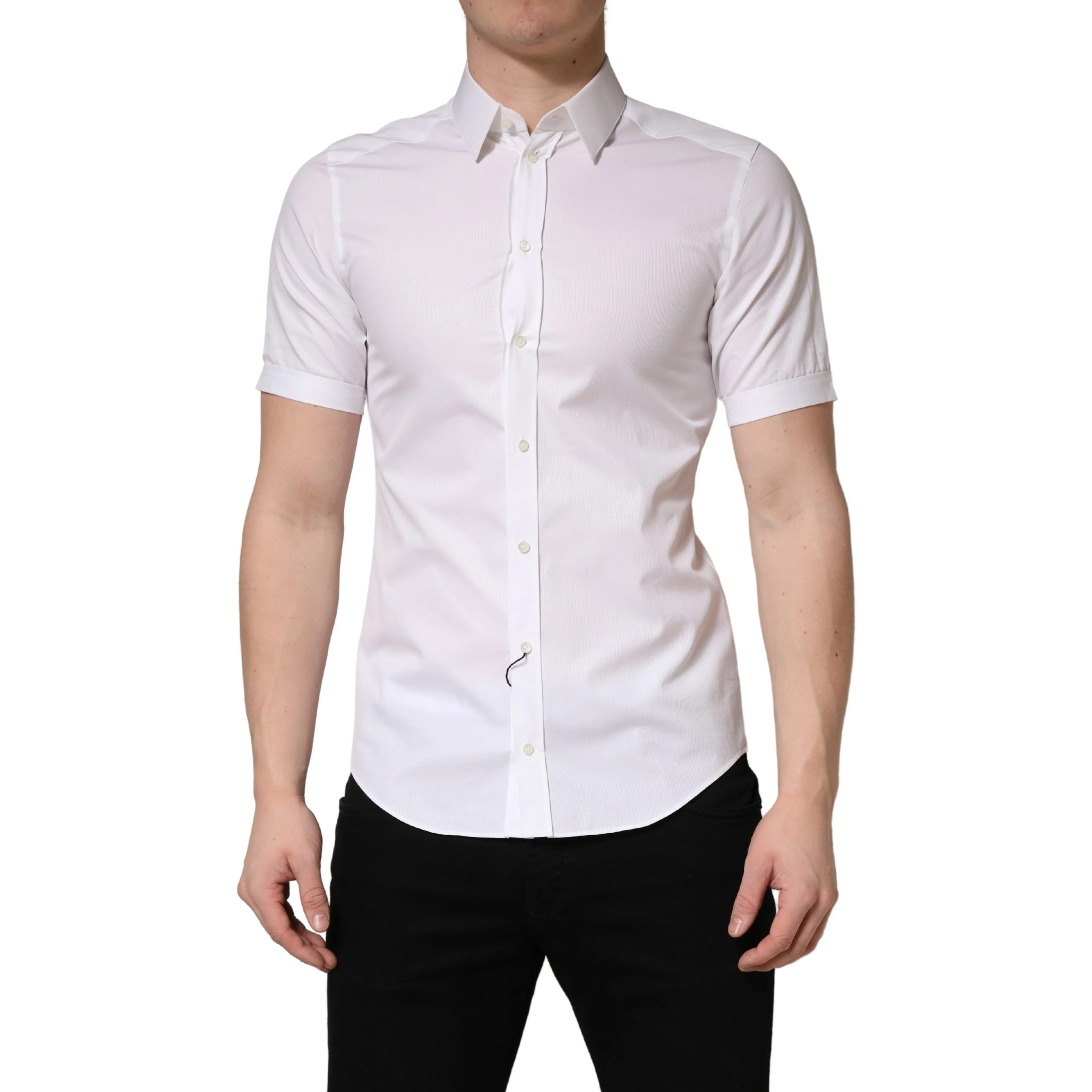 White Cotton Short Sleeves Button Down Shirt