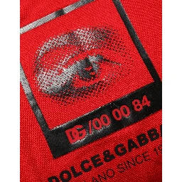 Red Eye Print Crew Neck Pullover Sweater