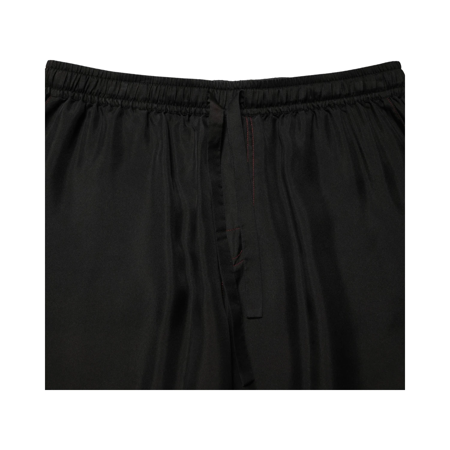 Black Silk Drawstring Men Bermuda Shorts
