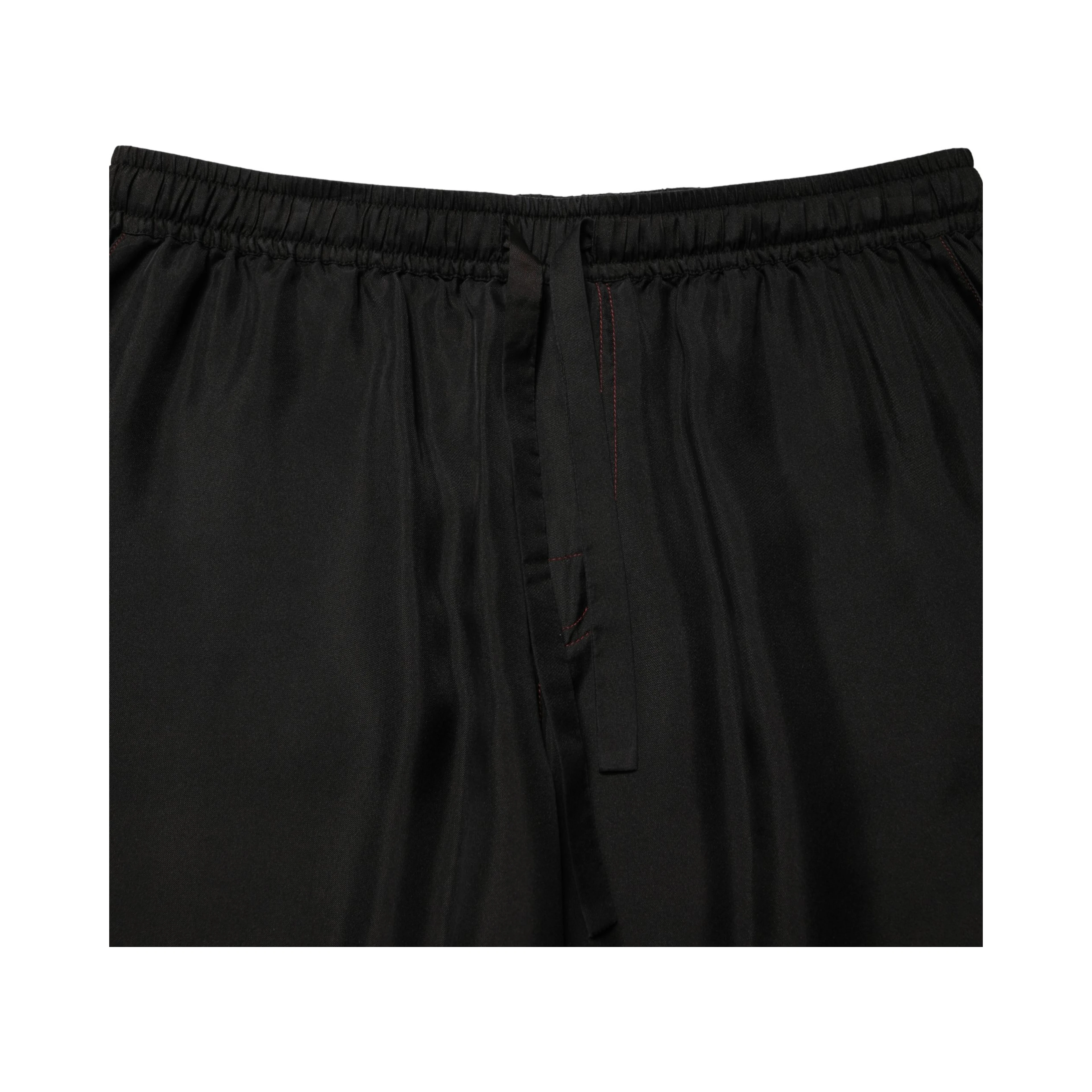 Black Silk Drawstring Men Bermuda Shorts