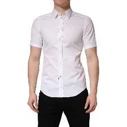 White Cotton Short Sleeves Button Down Shirt