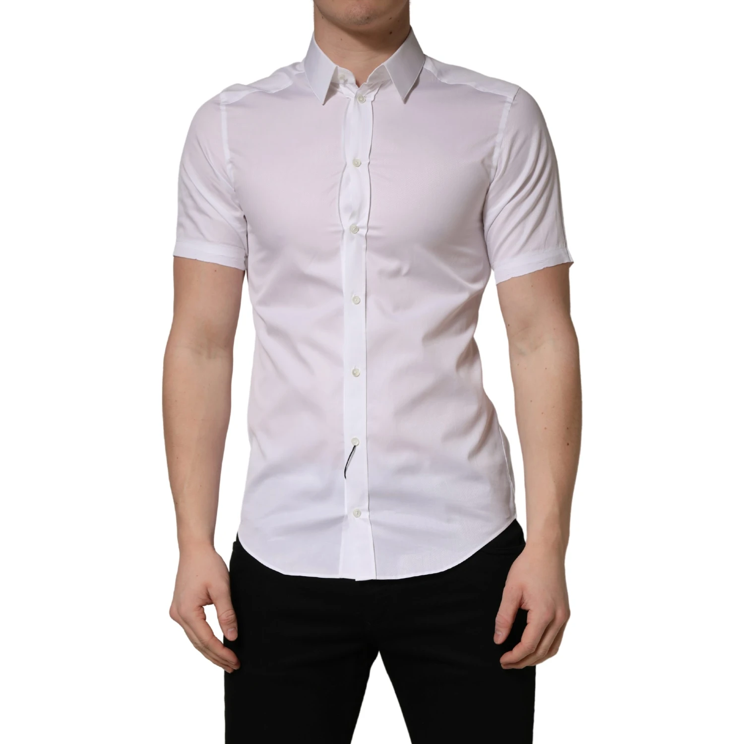 White Cotton Short Sleeves Button Down Shirt