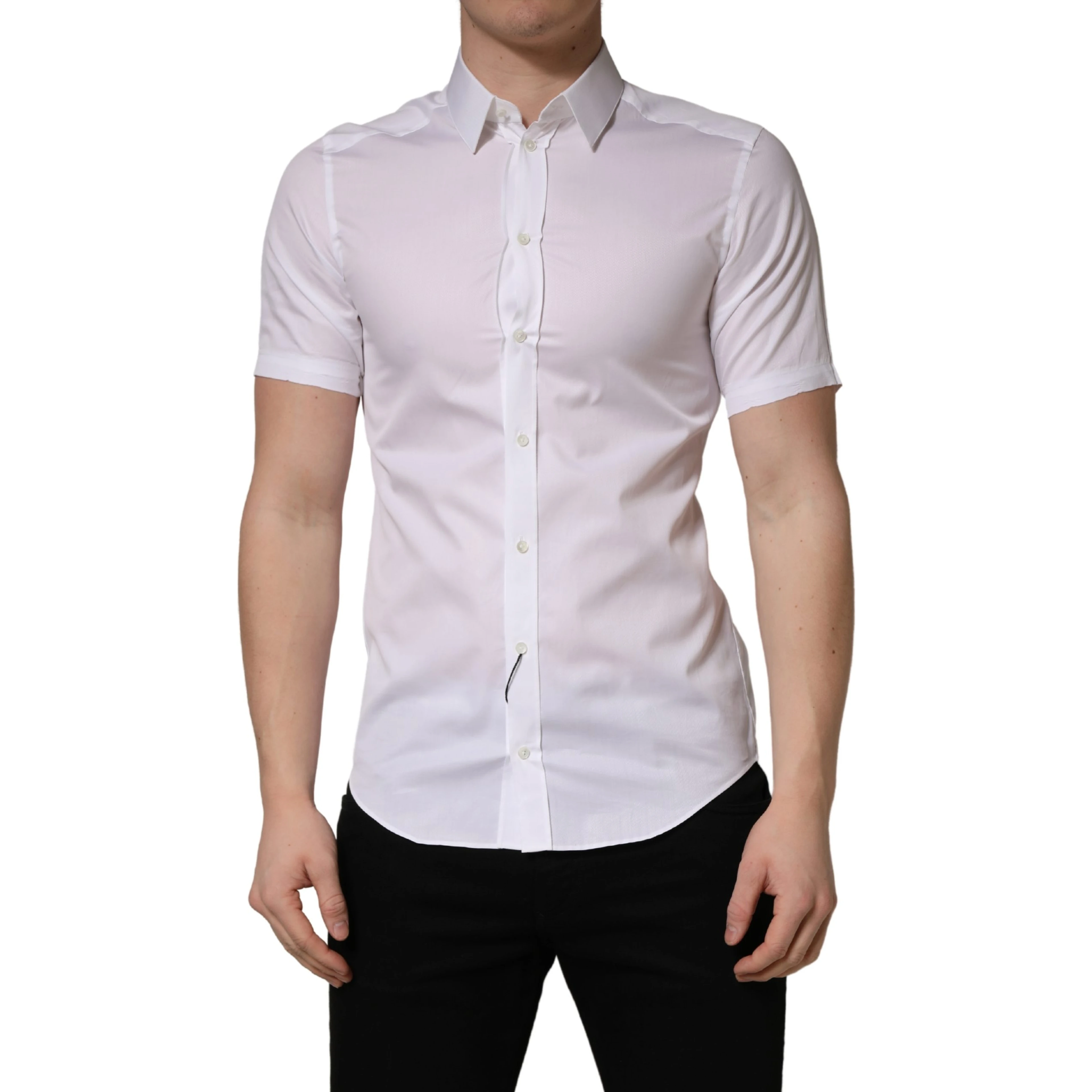 White Cotton Short Sleeves Button Down Shirt