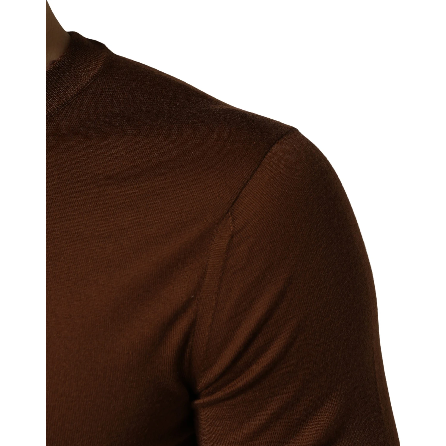 Brown Cashmere Men Crew Neck Pullover Sweater