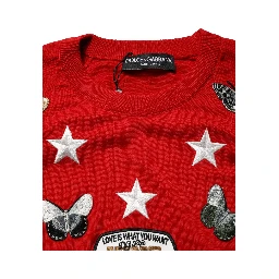 Multicolor Wool Butterfly Star Men Crew Neck Sweater