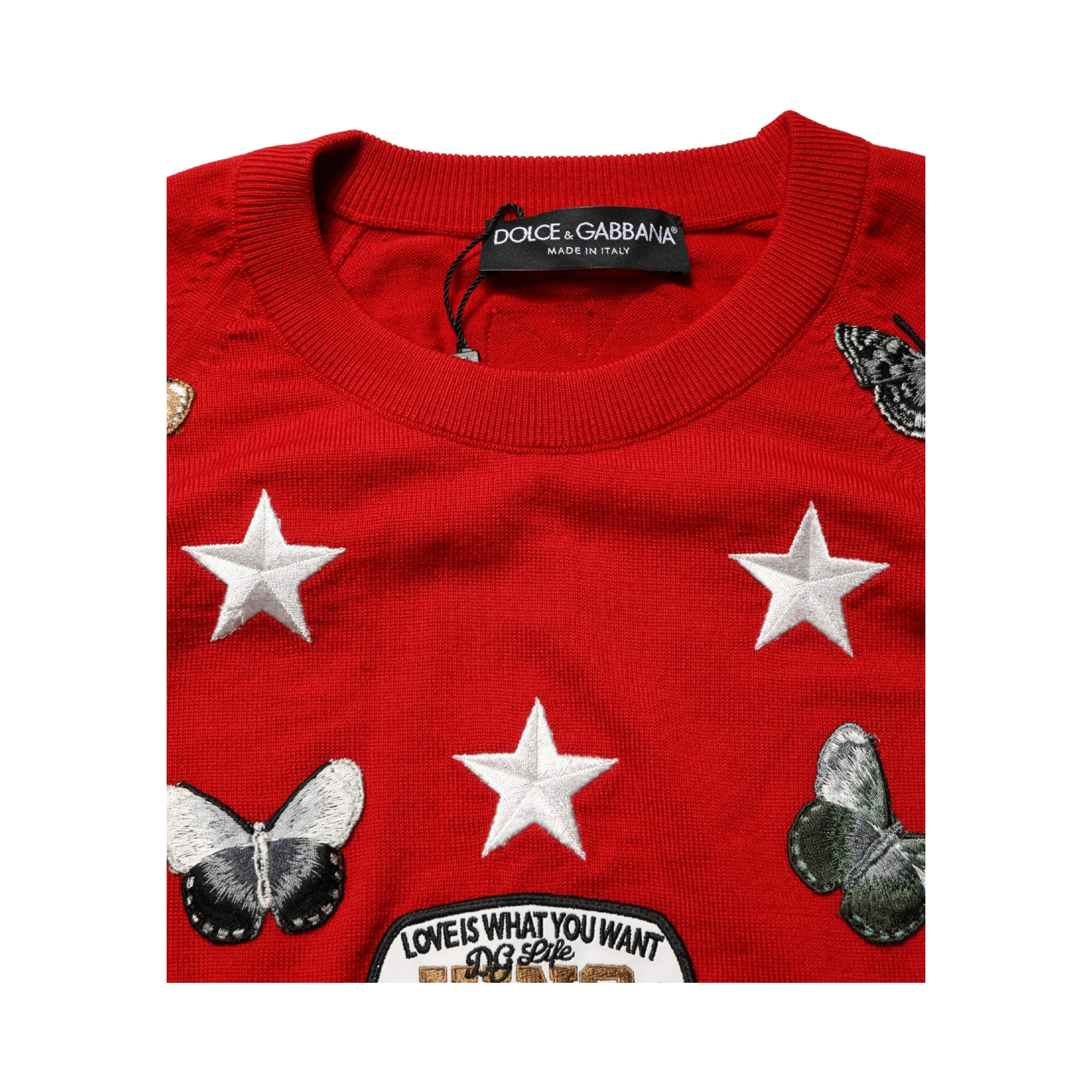 Multicolor Wool Butterfly Star Men Crew Neck Sweater