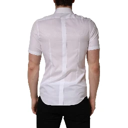 White Cotton Short Sleeves Button Down Shirt