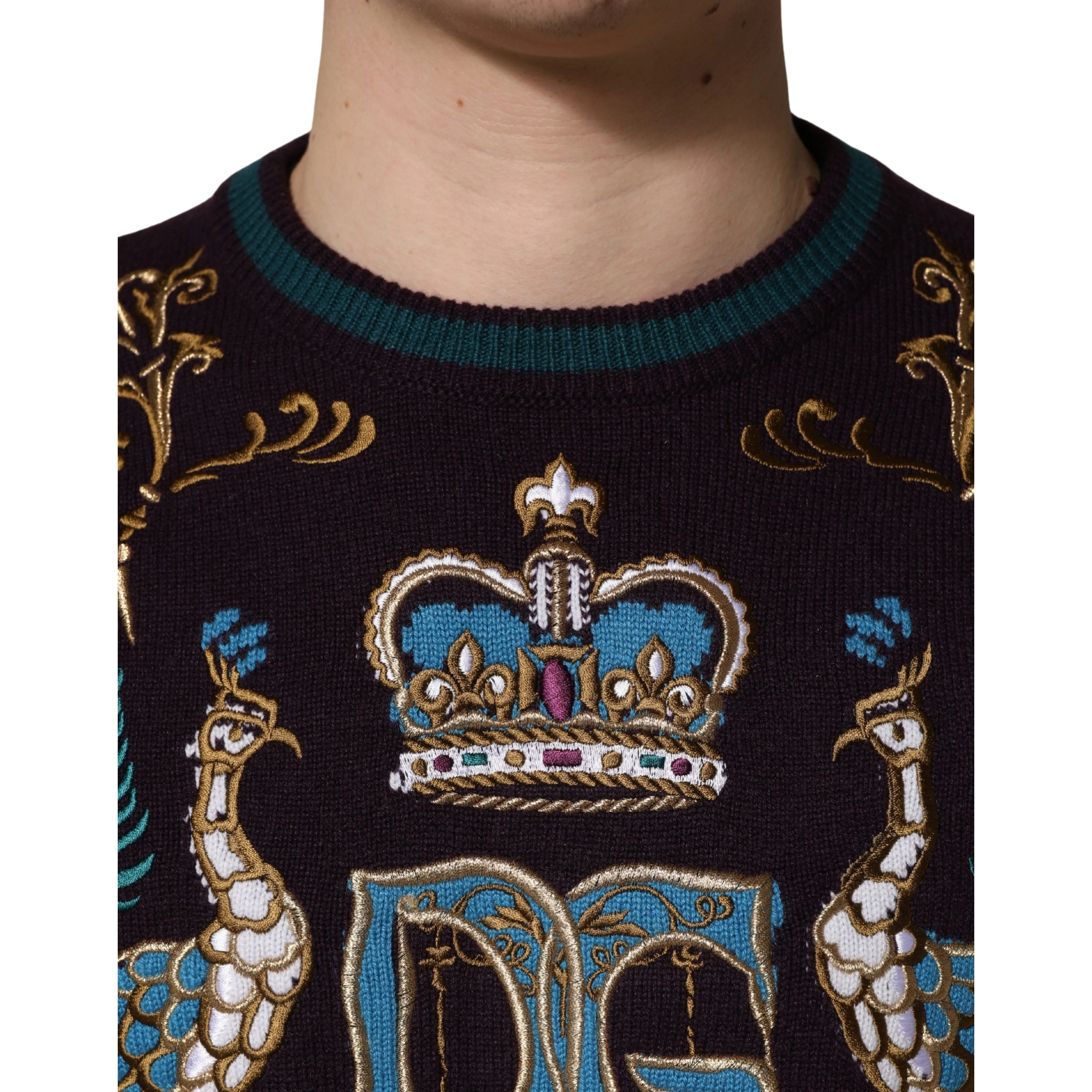 Bordeaux Cashmere Crown Embroidered Sweater