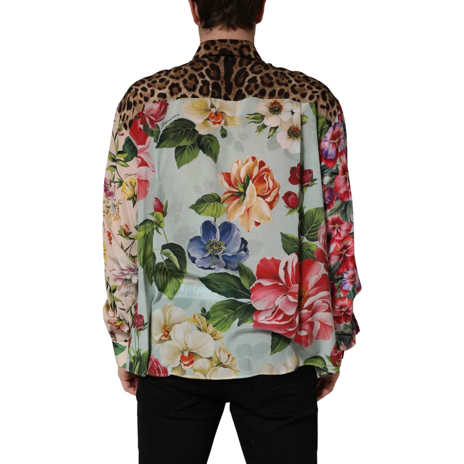 Multicolor Floral Animal Print Collared Shirt