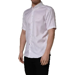 White Cotton Short Sleeves Button Down Shirt